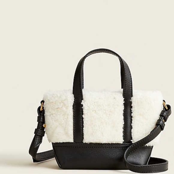 JCREW Mini Montaut Tote in Sherpa and Leather NWT - Picture 2 of 10